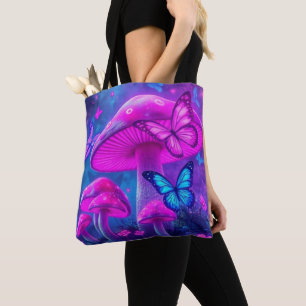 Butterflies, Flowers and Mushroom Fairycore Tote Bag