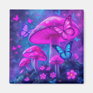 Butterflies Flowers and Mushrooms-Fairycore Magnet