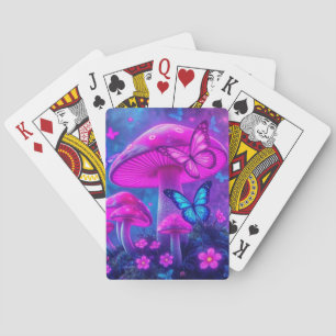 Butterflies Flowers and Mushrooms-Fairycore Playing Cards