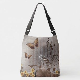 Butterflies, Flowers and Music Notes Crossbody Bag