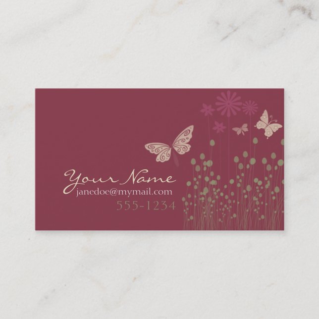 Butterflies & Flowers Business Card (Front)