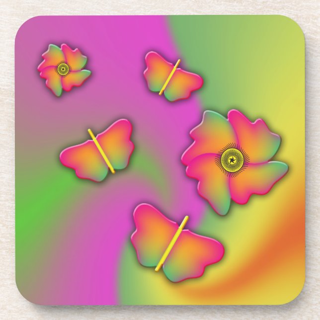 Butterflies & Flowers Coaster (Front)
