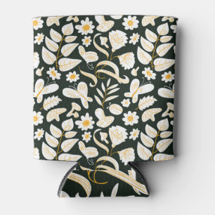 Butterflies & Flowers: Doodle Summer Pattern. Can Cooler