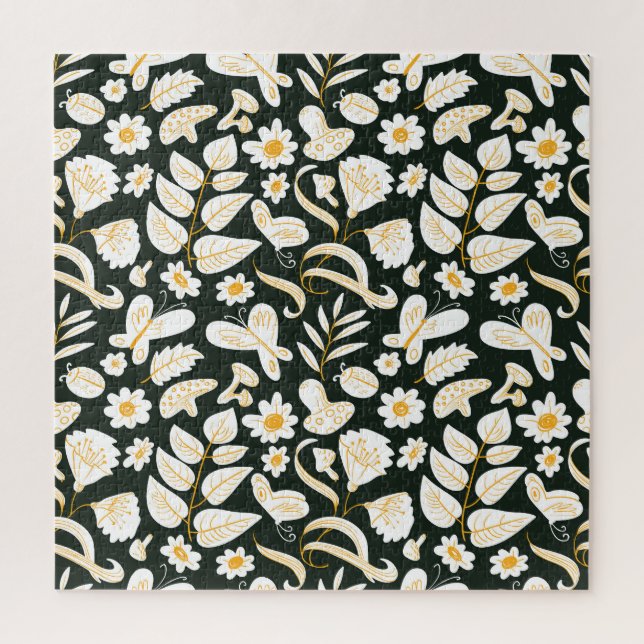 Butterflies & Flowers: Doodle Summer Pattern. Jigsaw Puzzle (Vertical)