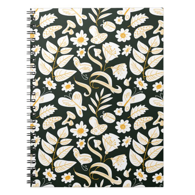 Butterflies & Flowers: Doodle Summer Pattern. Notebook (Front)