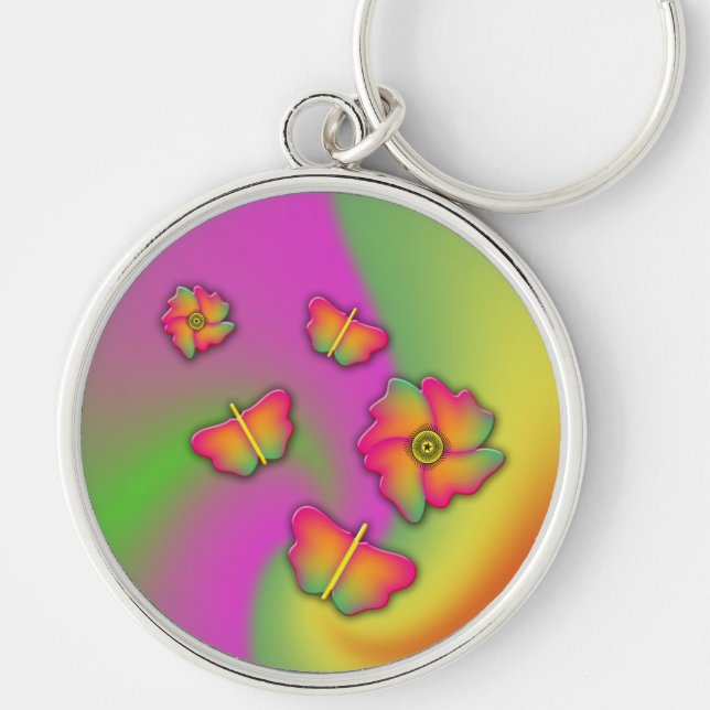 Butterflies & Flowers Key Ring (Front)