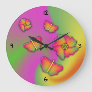 Butterflies & Flowers Large Clock