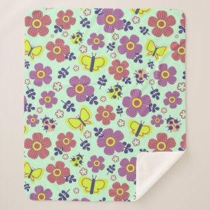 Butterflies Flowers Leaves For Home Decor Style Sherpa Blanket