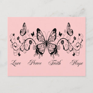 BUTTERFLIES & FLOWERS LOVE PEACE FAITH HOPE POSTCARD