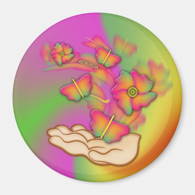 Butterflies & Flowers Magnet (Front)