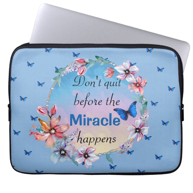 Butterflies & Flowers Positive Mindset Quote  Laptop Sleeve (Front)