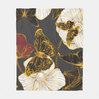 Butterflies & Flowers: Spring Boho Pattern Fleece Blanket