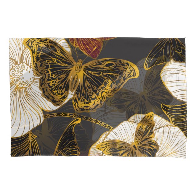Butterflies & Flowers: Spring Boho Pattern Pillowcase (Front)