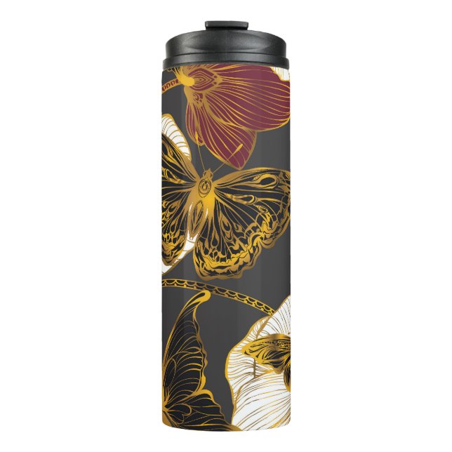 Butterflies & Flowers: Spring Boho Pattern Thermal Tumbler (Front)