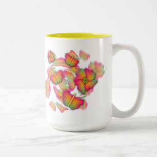 Butterflies & Flowers Two-Tone Coffee Mug