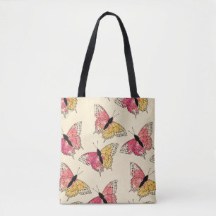 Butterflies flying: seamless ivory pattern tote bag