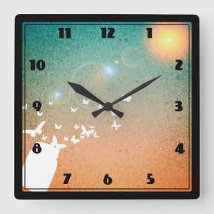 Butterflies Flying Towards the Sun Square Wall Clock
