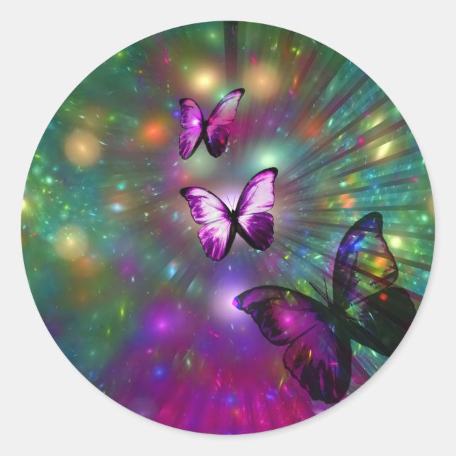 Butterflies Forever Classic Round Sticker (Front)