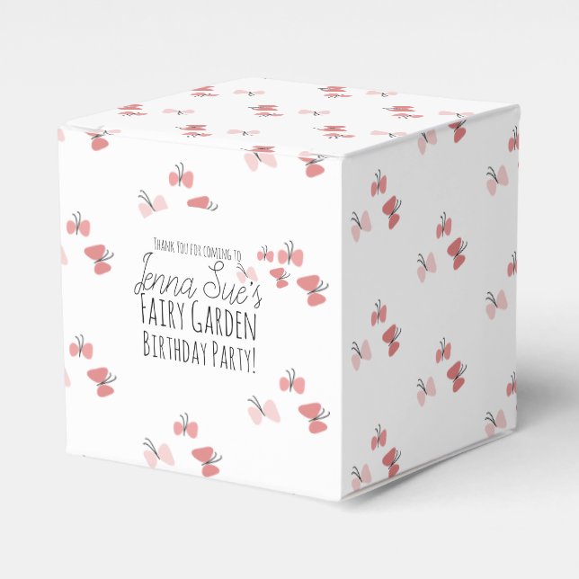 Butterflies Garden Birthday Pink  Favour Box (Front Side)