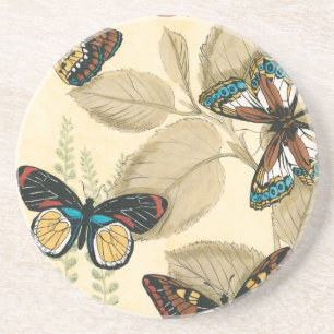 Butterflies Gliding Over Leaves Coaster