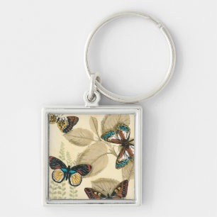 Butterflies Gliding Over Leaves Key Ring