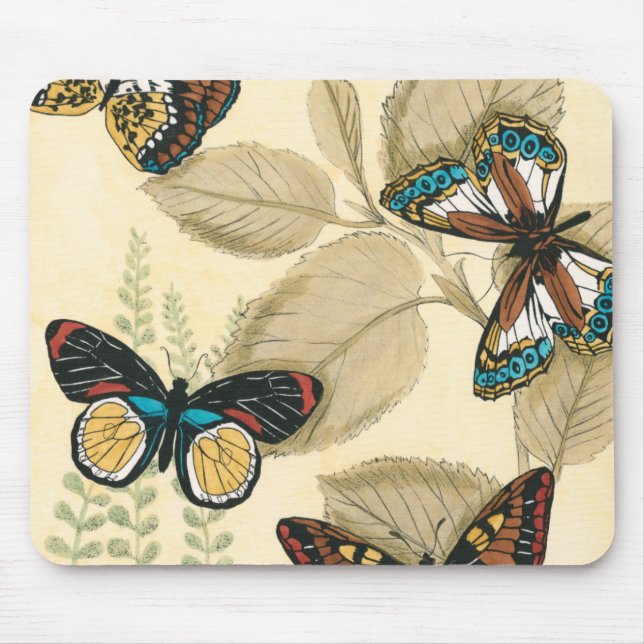 Butterflies Gliding Over Leaves Mouse Pad (Front)