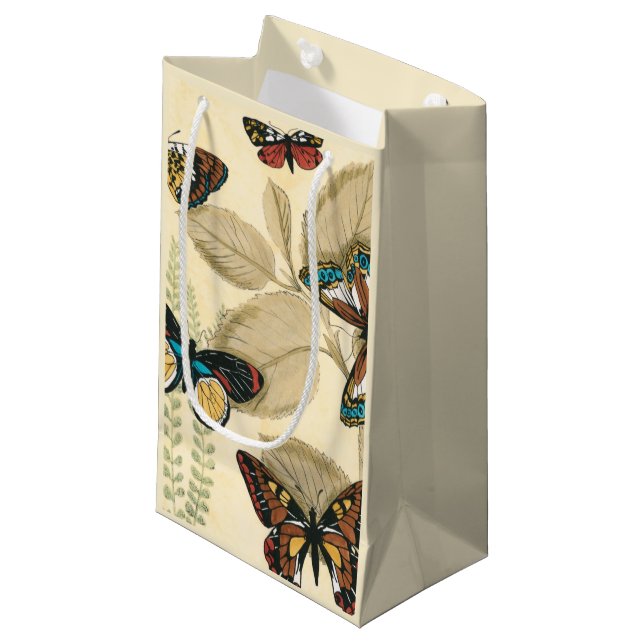 Butterflies Gliding Over Leaves Small Gift Bag (Front Angled)