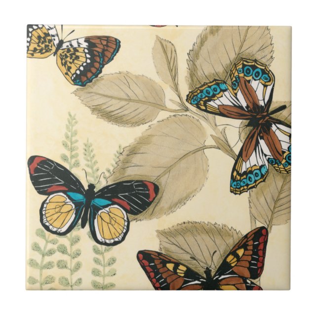 Butterflies Gliding Over Leaves Tile (Front)