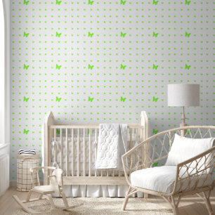 Butterflies Green On White Wallpaper