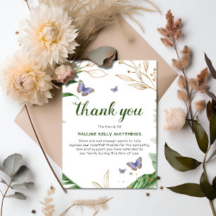 Butterflies & Greenery   Funeral Thank You Card