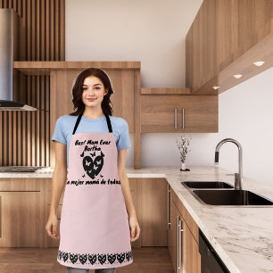 Butterflies & Heart Custom Name, Bilingual Pink Apron