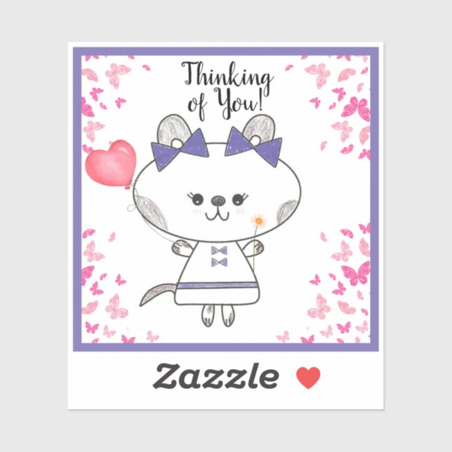 Butterflies, Hearts, and Bows Cute Kitty (Sheet)