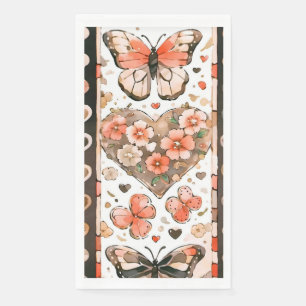 Butterflies, Hearts and Flowers Napkin