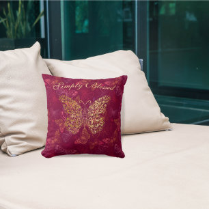 Butterflies Hues of Pink Burgundy Red Inspiration Cushion
