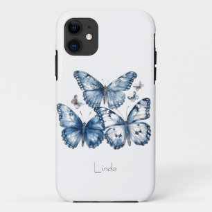 Butterflies in Delft Blue, customisable iPhone 11 Case