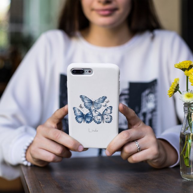 Butterflies in Delft Blue, customisable Case-Mate iPhone Case (Creator Uploaded)