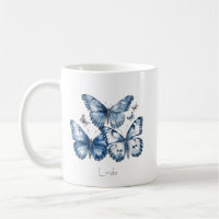 Butterflies in Delft Blue, customisable