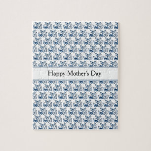 Butterflies in Delft Blue, customisable Jigsaw Puzzle