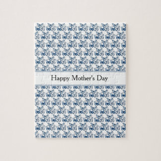 Butterflies in Delft Blue, customisable Jigsaw Puzzle
