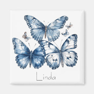 Butterflies in Delft Blue, customisable Magnet