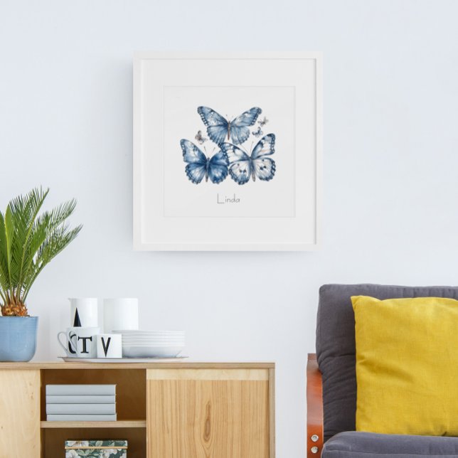 Butterflies in Delft Blue, customisable Photo Print (Creator Uploaded)