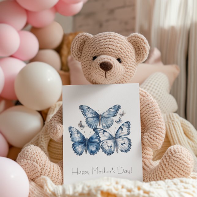 Butterflies in Delft Blue, customisable Postcard (Creator Uploaded)