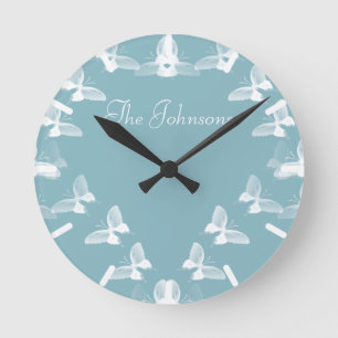Butterflies in Flight Round Clock