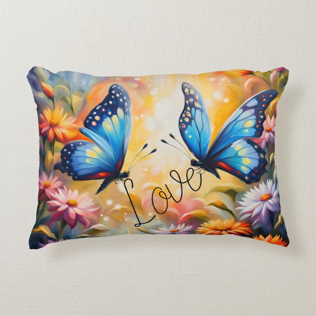 butterflies in love decorative cushion (Front)