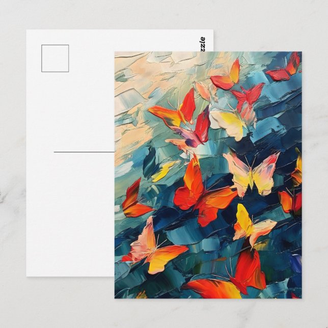Butterflies in Motion – Expressive Abstract Flight Postcard (Front/Back)