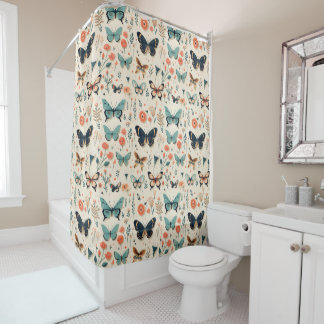 Butterflies in muted colours shower curtain