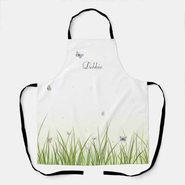 Butterflies in Sunshine Garden Scene Personalised Apron (Front)