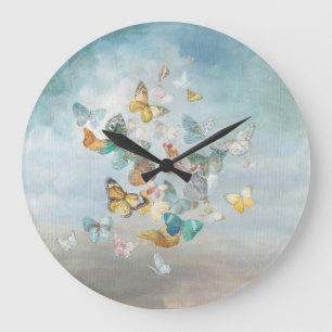 Butterflies in the Clouds Large Clock