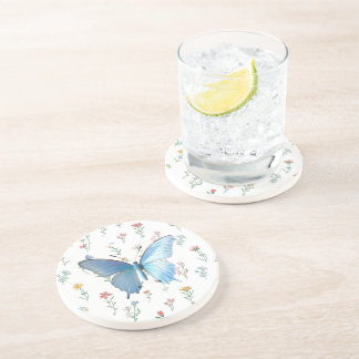 Butterflies in the flower garden coaster