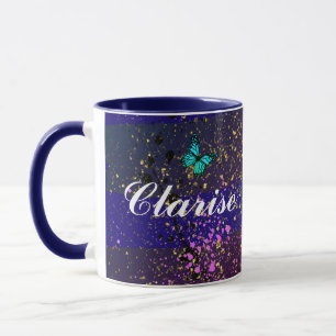 butterflies in the purple sky mug